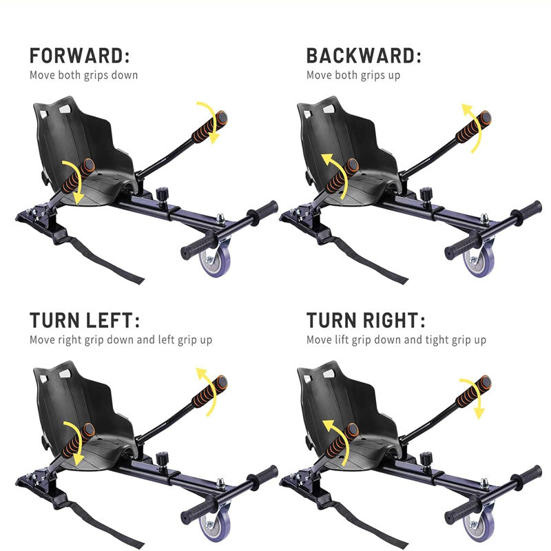 Hoverboard Seat Attachment for 6.5" 8" 10" into Self Balancing Scooter Grips Control Adjustable Frame Length and 220 LBS Load Capacity