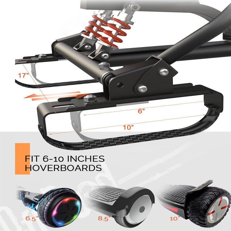 Hoverboard Seat Attachment for 6.5" 8" 10" Hover Board Adjustable Frame Length & Off-Road Rubber Wheel with Rear Shock Absorption