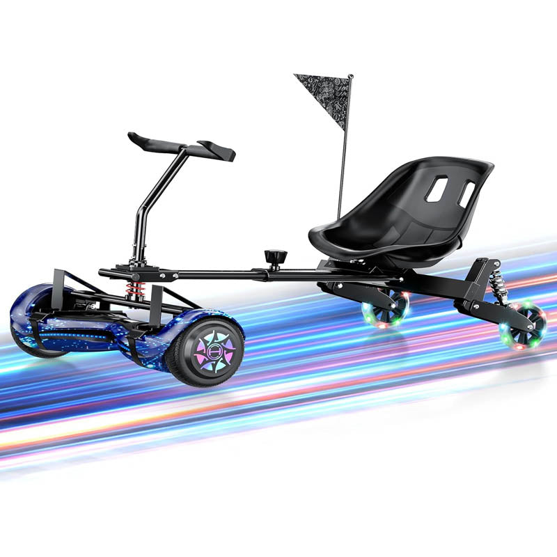 Hoverboard Seat Attachment with 3*Shock Absorbers& 2*Glowing Wheels for 6.5" 8" 10" Hoverboard