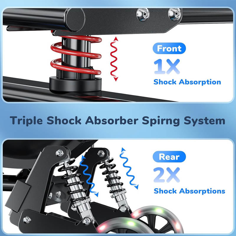 Hoverboard Seat Attachment with 3*Shock Absorbers& 2*Glowing Wheels for 6.5" 8" 10" Hoverboard