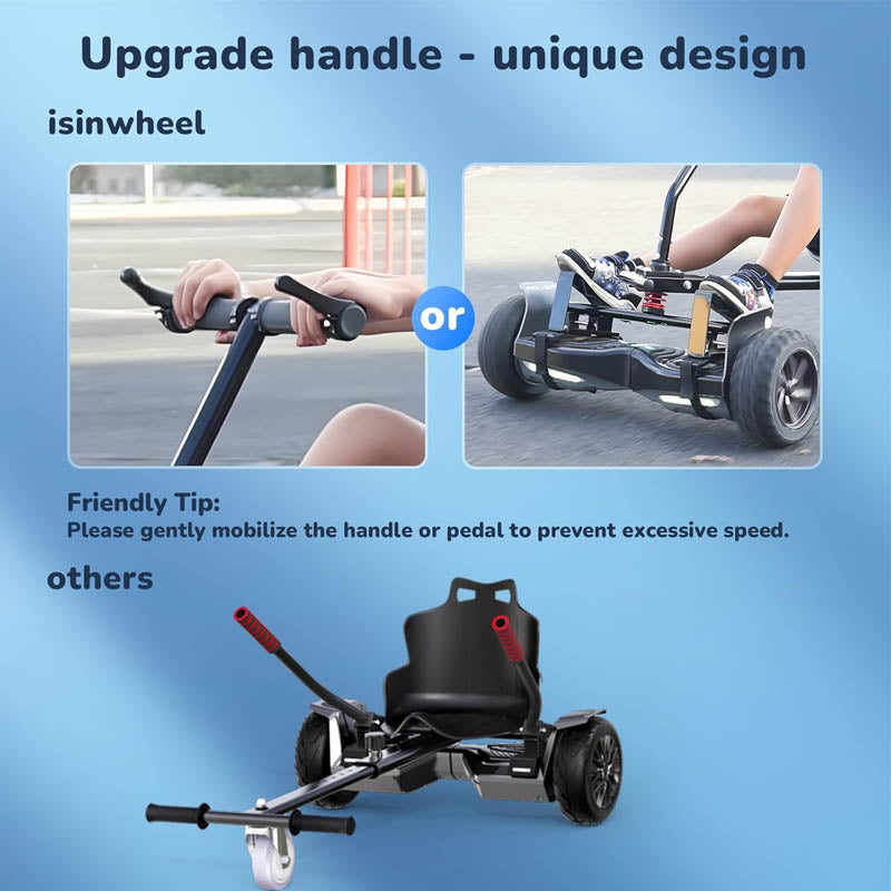 Hoverboard Seat Attachment with 3*Shock Absorbers& 2*Glowing Wheels for 6.5" 8" 10" Hoverboard