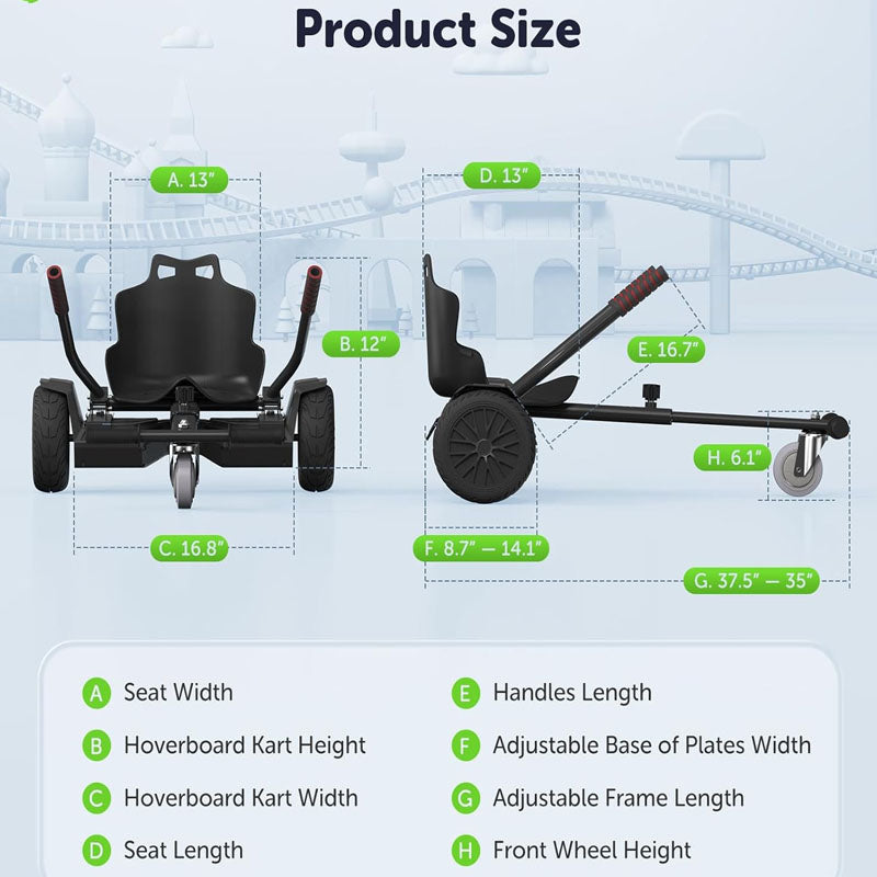 Hoverboard Seat Attachment for 6.5'' 8'' 8.5'' 10'' Two Wheel Self Balancing Scooter Accessories Hoverboard Kart for Kids or Adults