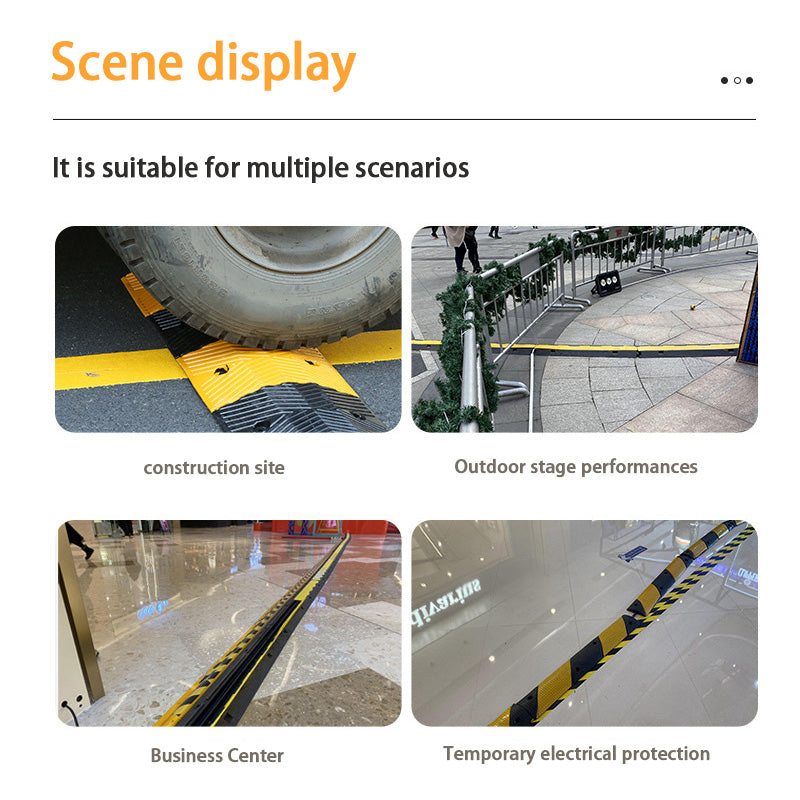 Traffic Trunking Speed Bumps, Three Outdoor Cable Protection Wiring Ducts, Indoor PVC Trunking Plate Rubber Speed Bump Trunking 3 Trunking