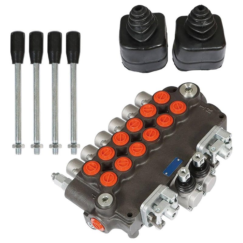 6 Spool 21 GPM Hydraulic Control Valve,Hydraulic Valve Double Acting Valve, with 2 Joystick,Controls for Tractors Loaders Tanks