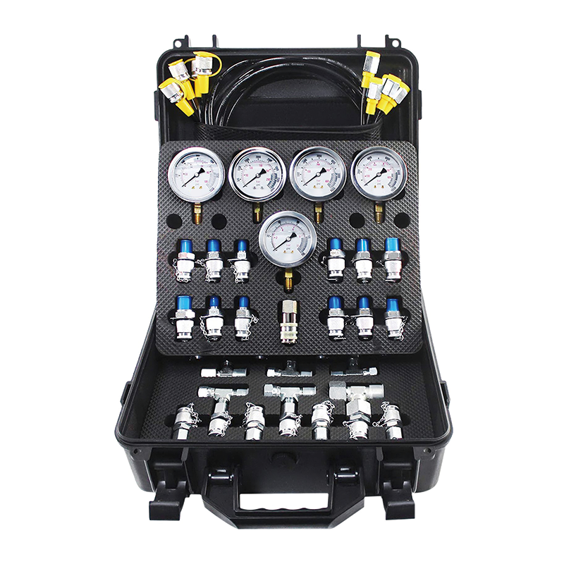 Hydraulic Pressure Test Kit,5 Gauges(10/100/250/400/600bar) 13 Test Couplings 14 Tee Connectors 5 Test Hoses,w/Sturdy Portable Carrying Case for Excavator Construction Machinery