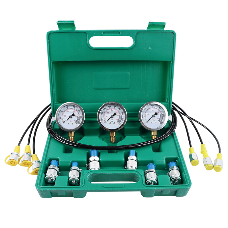 Hydraulic Pressure Test Kit,25Mpa/40Mpa/60Mpa 3 Pressure Gauges 6 Test Couplings 3 Test Hoses,Excavator Hydraulic Test Gauge Set,for Excavator Construction Machinery Upgraded Version