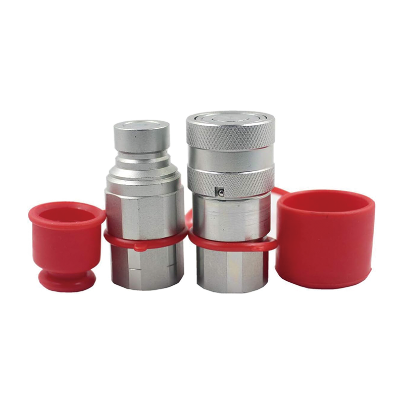 1/2" Flat Face Hydraulic Couplers,Quick Connect Couplers with Red Dust Caps,Hydraulic Fittings,Pioneer Hydraulic Couplers for Bobcat Case