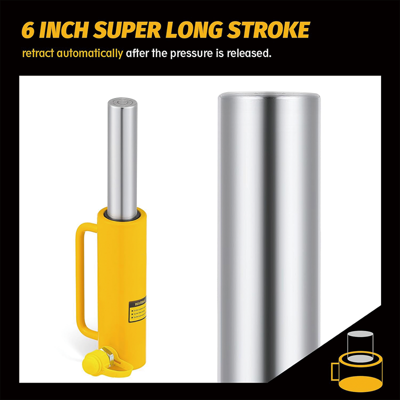 10 ton Hydraulic Cylinder Jack,6 Inch Stroke Portable Hydraulic Ram Industrial Lifting Jack,with Quick Connector Portable Hydraulic Solid Jack Hydraulic Lifting Cylinders