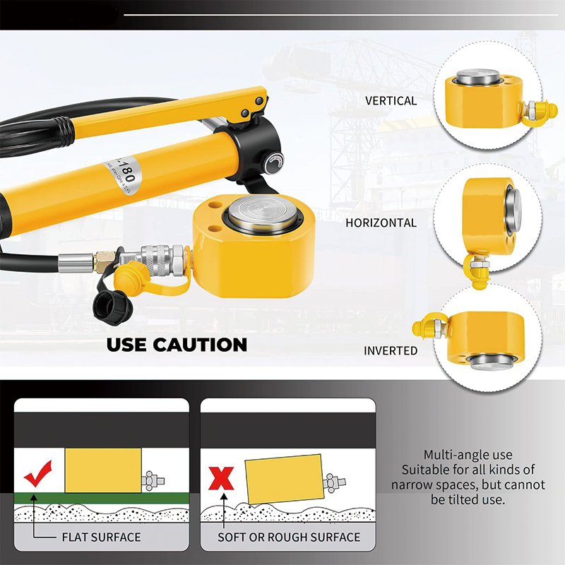30 tons Hydraulic Cylinder Jack,0.55” Low Profile Hydraulic Porta Power Ram Jack Mini, Portable for Shipbuilding, Bridge, Construction