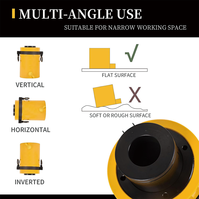 60T 2"Hydraulic Cylinder Jack,Single Acting Lifting Cylinders Retract Automatically Quick Connector,50mm Hydraulic Lifting Cylinders for Shipbuilding, Machinery and Industry