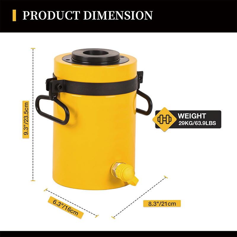 60T 2"Hydraulic Cylinder Jack,Single Acting Lifting Cylinders Retract Automatically Quick Connector,50mm Hydraulic Lifting Cylinders for Shipbuilding, Machinery and Industry