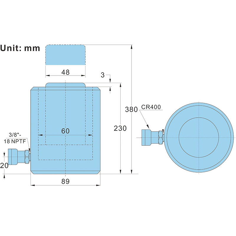 Hydraulic Cylinder Jack,20 Ton Hydraulic Cylinder Ram Single Acting 6" Inch Stroke,Portable Hydraulic Solid Jack Hydraulic Lifting Cylinders