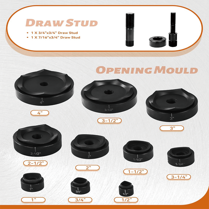 Hydraulic Knockout Punch Kit, 15 Ton 1/2 Inch to 4 Inch , Hydraulic Punch Driver Kit Manual Hole Knockout Puncher Tool w/ 10 Dies