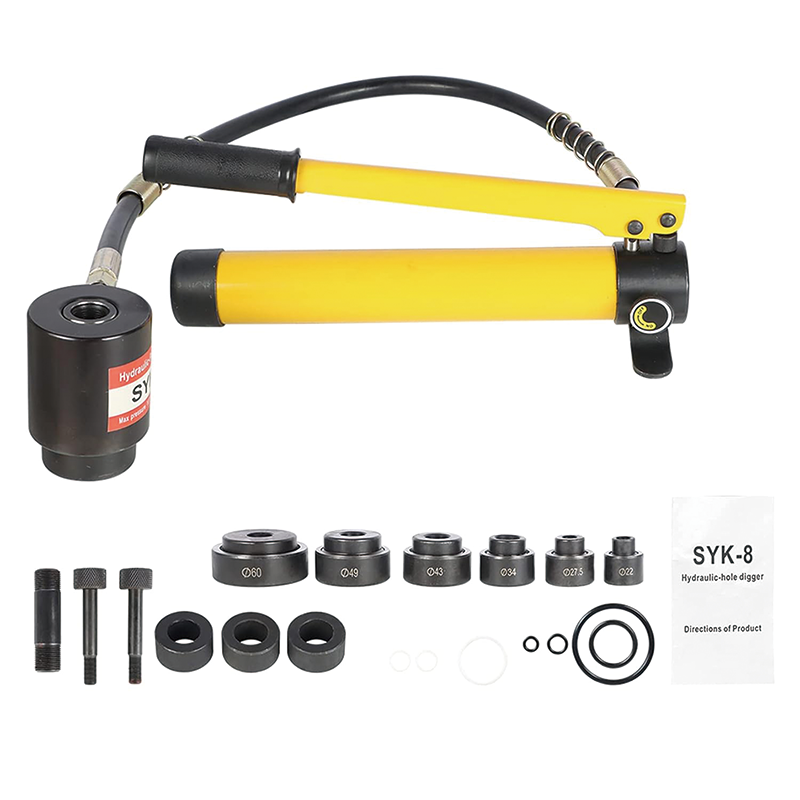 Hydraulic Knockout Punch Driver Tool Kit ,10 Ton 1/2" to 2",Electrical Conduit Hole Cutter Set KO Tool Kit with 6 Dies Knockout Punches for installing repairing wire pipeline signal lamp machinery