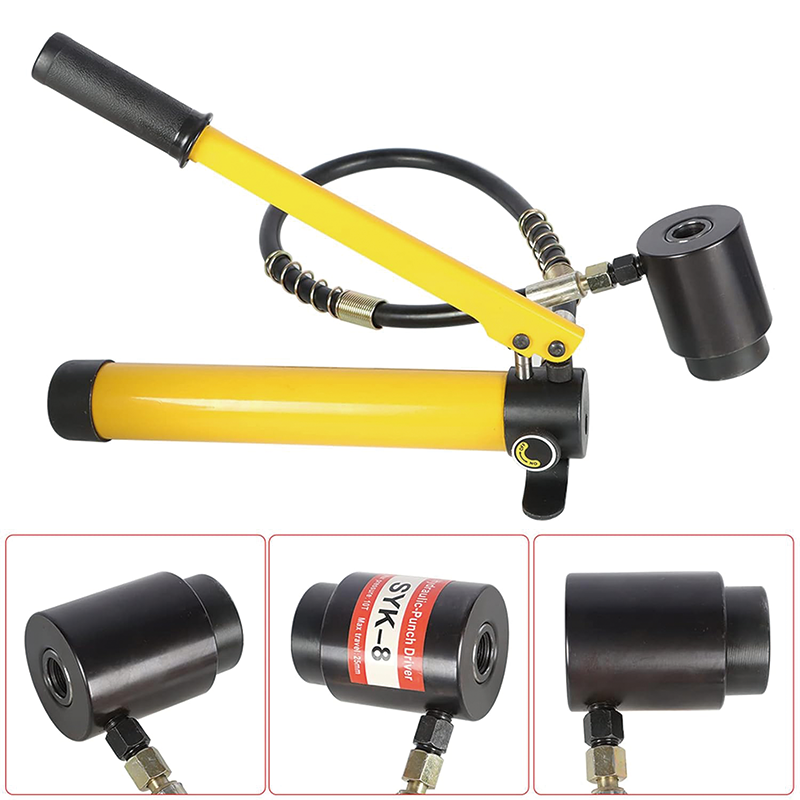 Hydraulic Knockout Punch Driver Tool Kit ,10 Ton 1/2" to 2",Electrical Conduit Hole Cutter Set KO Tool Kit with 6 Dies Knockout Punches for installing repairing wire pipeline signal lamp machinery