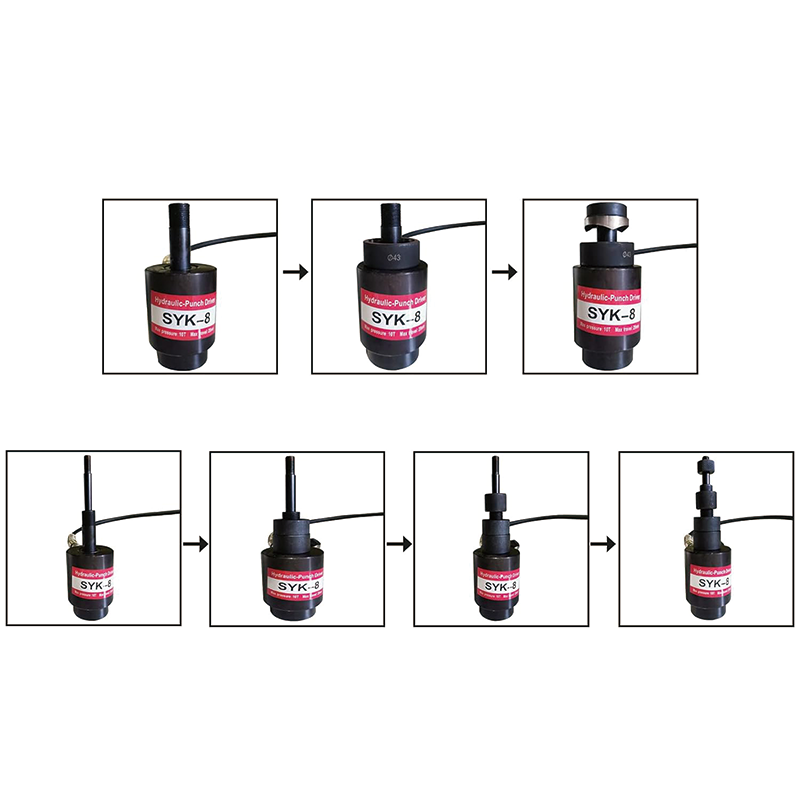 Hydraulic Knockout Punch Driver Tool Kit ,10 Ton 1/2" to 2",Electrical Conduit Hole Cutter Set KO Tool Kit with 6 Dies Knockout Punches for installing repairing wire pipeline signal lamp machinery