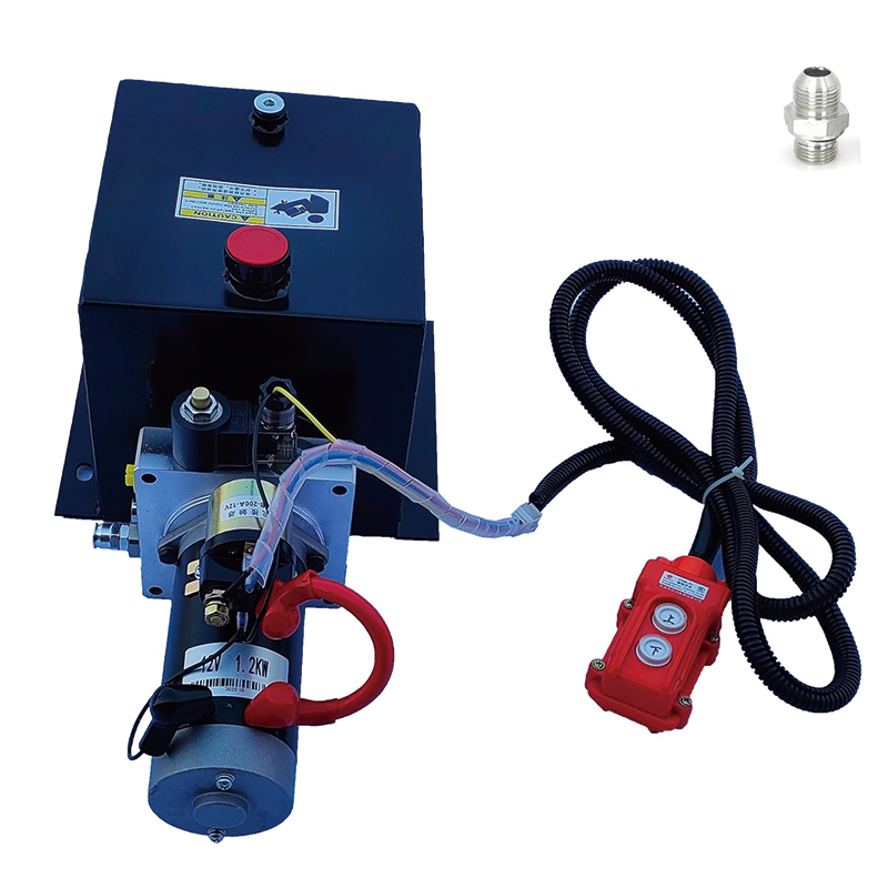 Hydraulic Power Unit,8 Quart Hydraulic Dump Trailer Pump,2200PSI 12V DC Hydraulic Station Pump Single Acting,for Dump Trailer Car Lifting