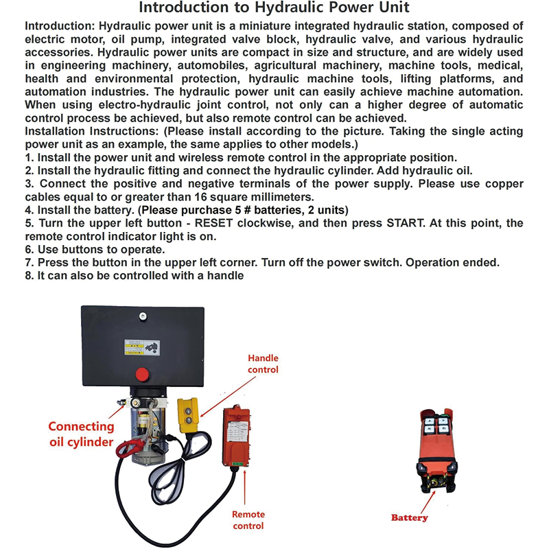 Hydraulic Power Unit,8 Quart Hydraulic Dump Trailer Pump,2200PSI 12V DC Hydraulic Station Pump Single Acting,for Dump Trailer Car Lifting