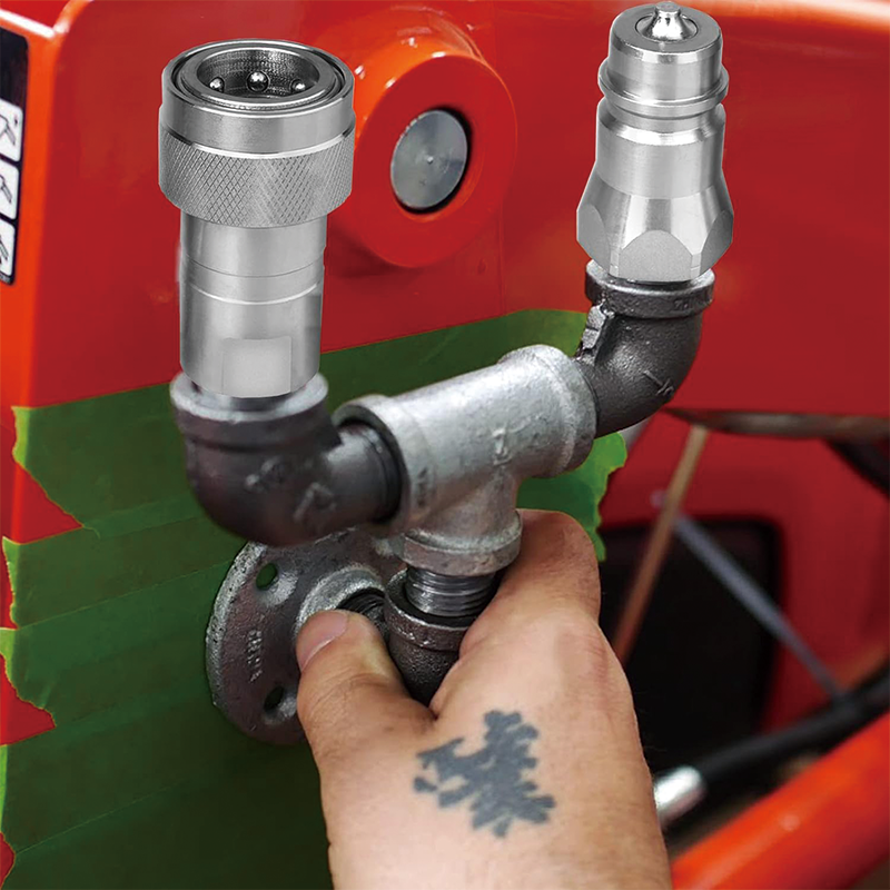 1/2" Hydraulic Quick Connect Tractor Couplers with Dust Caps,ISO 5675 Hydraulic Quick Coupler,for Bobcat Case, Kubota