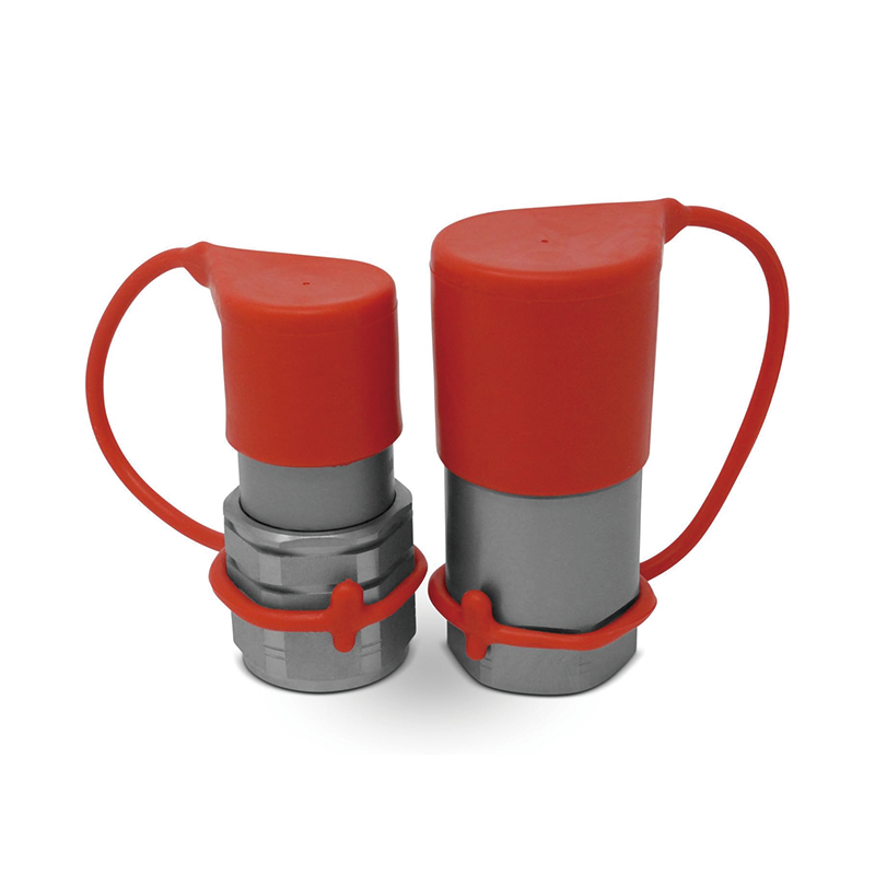 1/2" Flat Face Hydraulic Couplers,Quick Connect Couplers with Red Dust Caps,Hydraulic Fittings,Pioneer Hydraulic Couplers for Bobcat Case