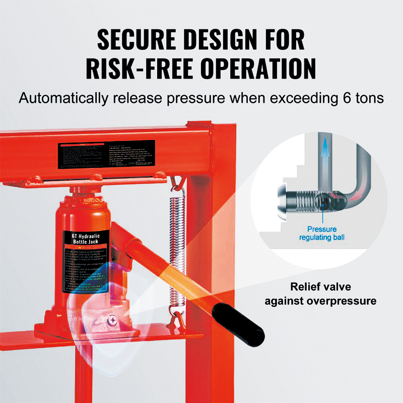 6 Ton Hydraulic Shop Press,Adjustable Shop Press with Press Plates,H-Frame Hydraulic Garage/Shop Floor Press, for Garage, Shop, Workshop