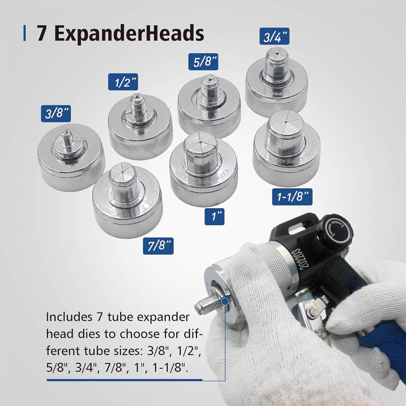 Hydraulic Tube Expander & Expanding Tool Kit Range 3/8" to 11/8" with 7 Heads Kit Deburring Tool