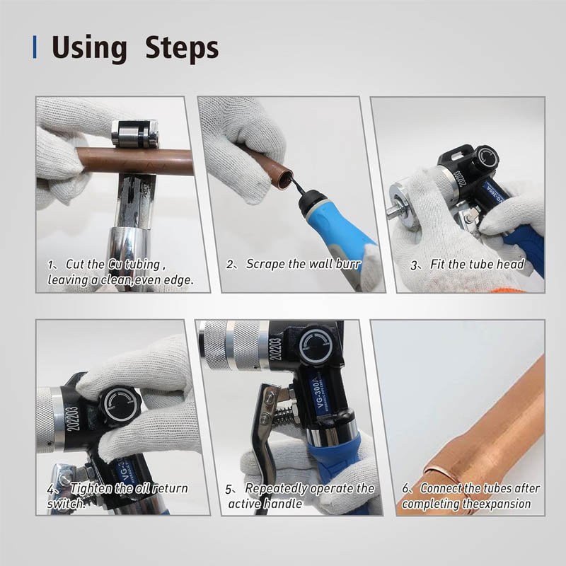 Hydraulic Tube Expander & Expanding Tool Kit Range 3/8" to 11/8" with 7 Heads Kit Deburring Tool