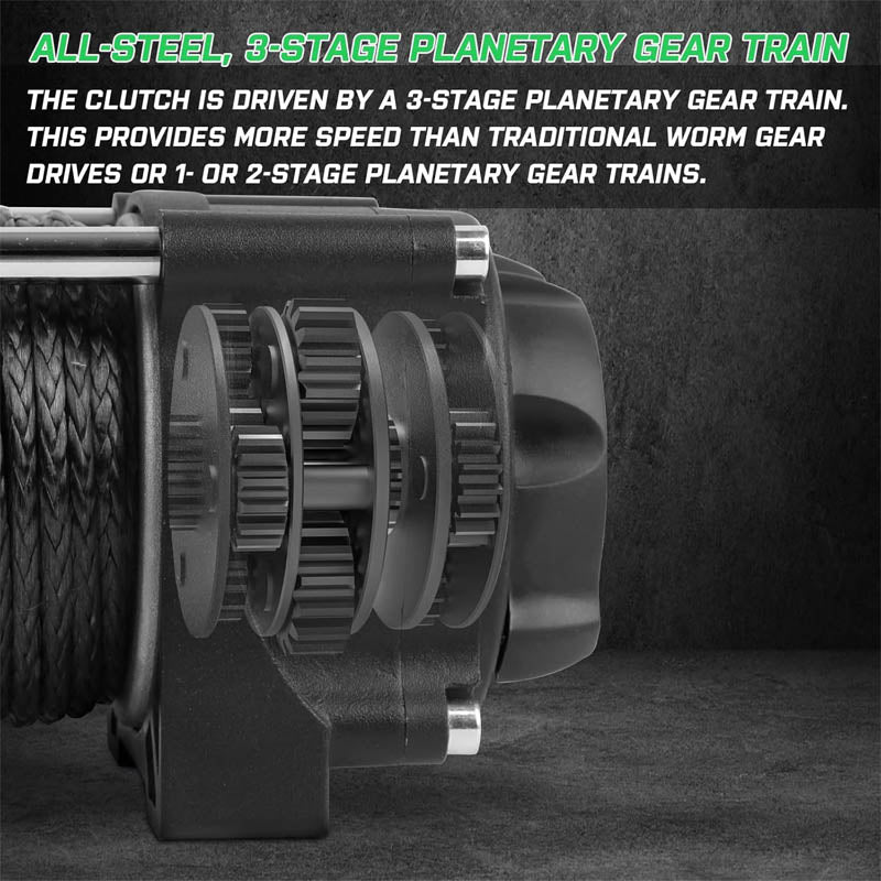 Towing Winches 12V 3500 lb Load Capacity Nylon Rope Winch with 2 Wireless Remotes &Wired Switch,with Mounting Plate,Pulley,Rope Damper