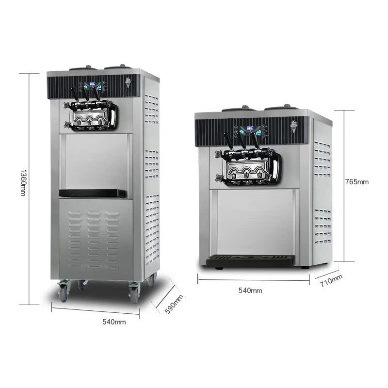 2200W Commercial Fully Automatic Stainless Steel Ice Cream Machine Desktop Vertical