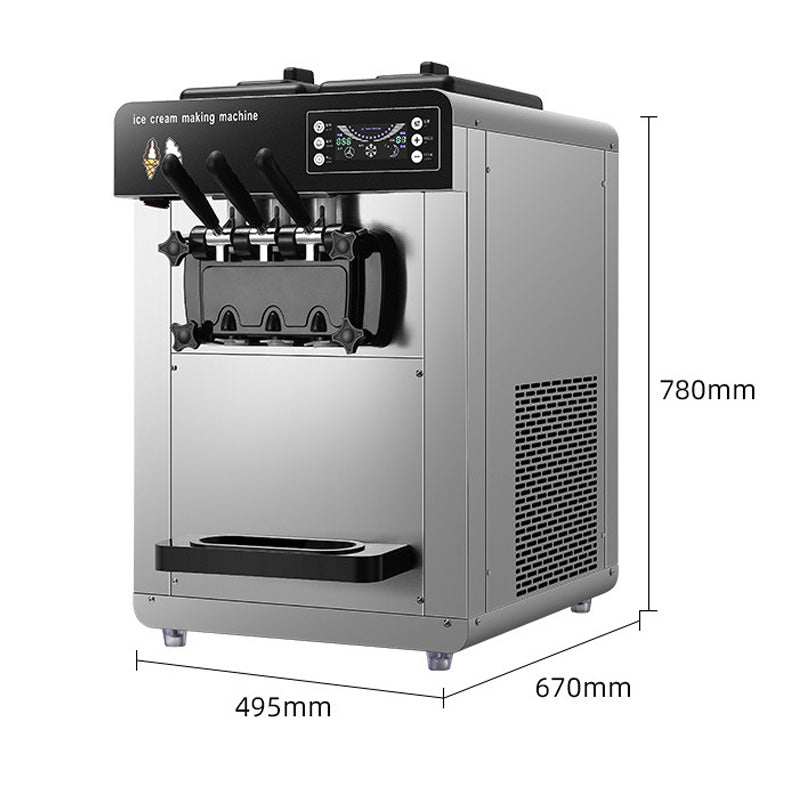 Soft Serve Ice Cream Maker with 2x6L Hopper Desktop Commercial Ice Cream Maker for Coffee Shop Cafeteria Restaurant