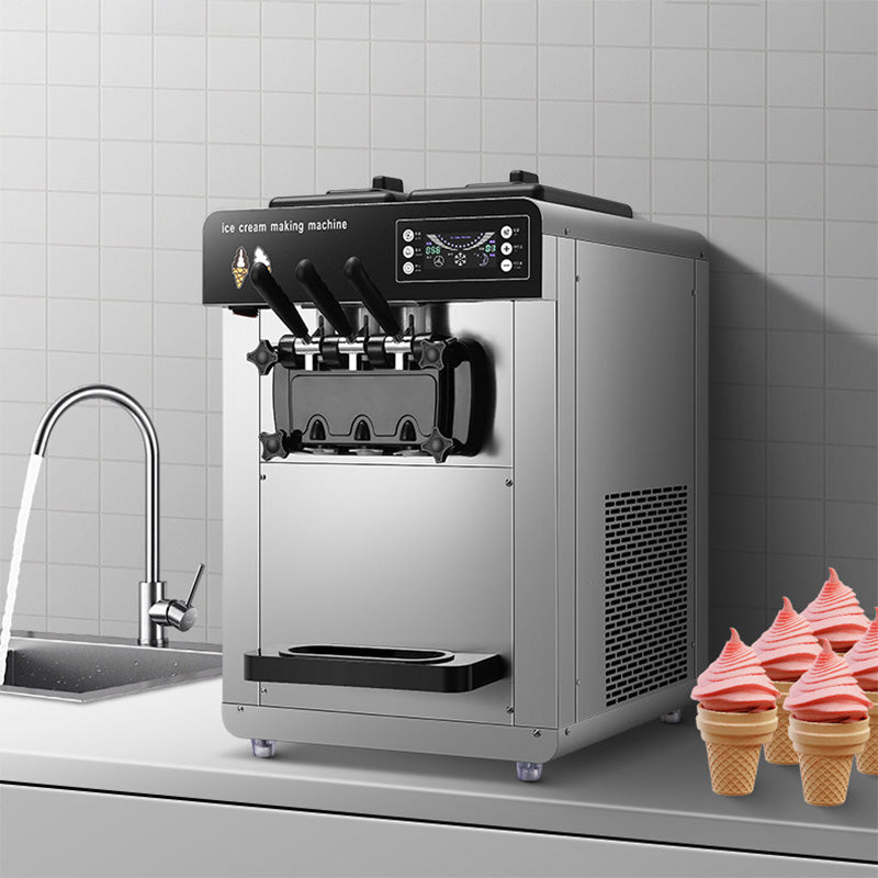 Soft Serve Ice Cream Maker with 2x6L Hopper Desktop Commercial Ice Cream Maker for Coffee Shop Cafeteria Restaurant