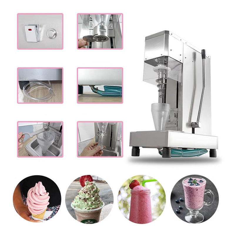 750W Yogurt Blending Machine Ice Cream Mixing Machine Professional Commercial Stainless Steel Rotating Ice Cream Fruit Yogurt Ice Cream Mixer Kitchen