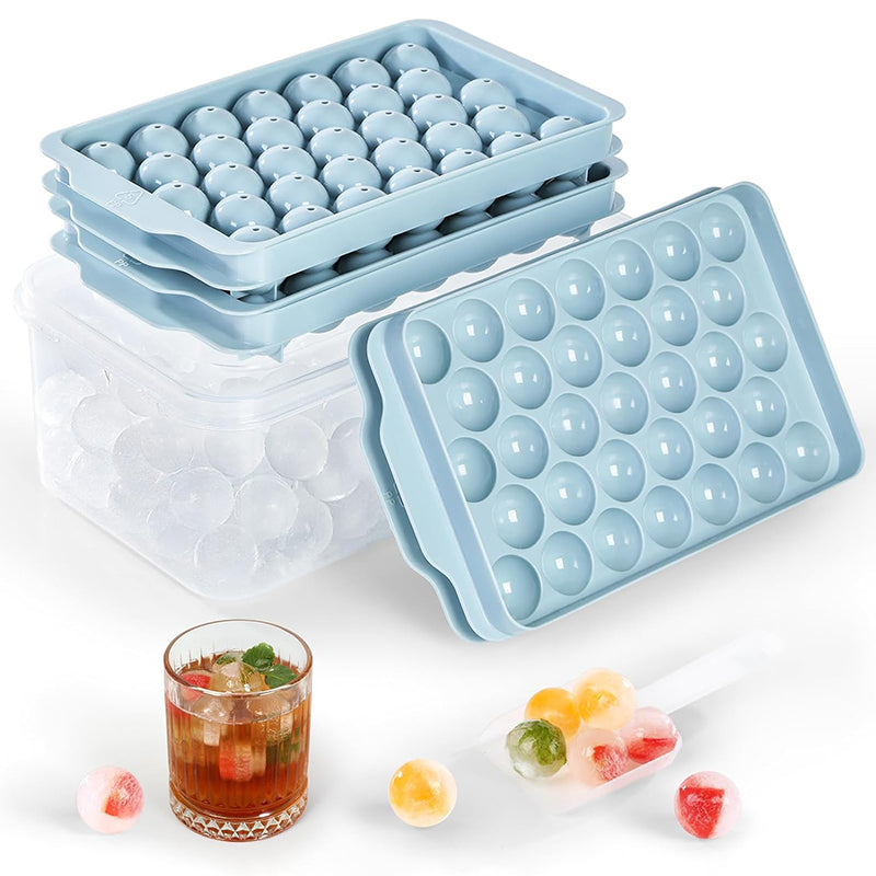 99PCS Ice Cube Tray with Lid and Bin 3 Pack Ice Trays for Freezer Round Ice Cube Trays Circle Ice Cube Tray for Chilling Drinks