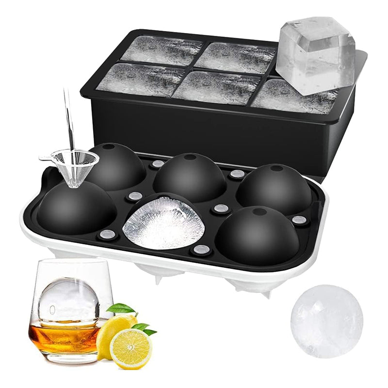 Ice Cube Trays Sphere Ice Ball Maker with Lid & Large Square Ice Cube Maker for Whiskey, Cocktails and Homemade