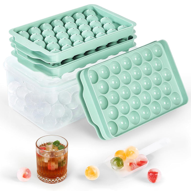 99PCS Ice Cube Tray with Lid and Bin 3 Pack Ice Trays for Freezer Round Ice Cube Trays Circle Ice Cube Tray for Chilling Drinks