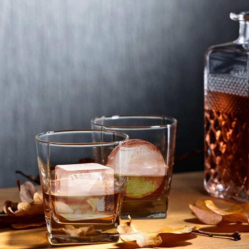 Ice Cube Trays Sphere Ice Ball Maker with Lid & Large Square Ice Cube Maker for Whiskey, Cocktails and Homemade