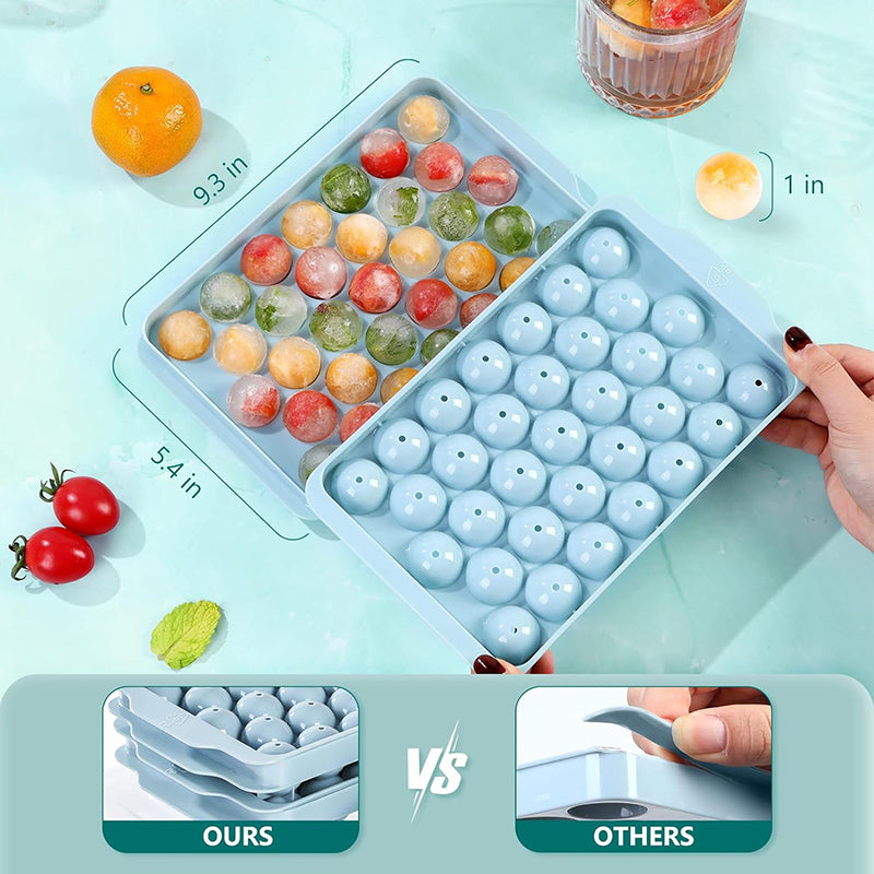 99PCS Ice Cube Tray with Lid and Bin 3 Pack Ice Trays for Freezer Round Ice Cube Trays Circle Ice Cube Tray for Chilling Drinks