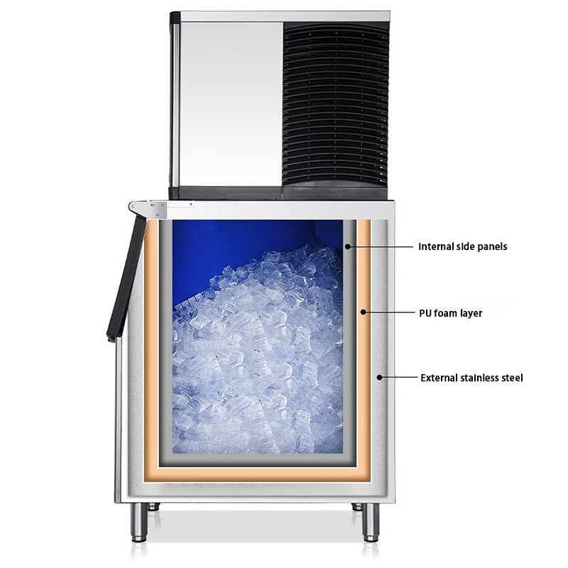 130kg(286lbs) 24H/220LBS Storage Bin Commercial Ice Maker Ice Machine Milk Tea Shop Bar