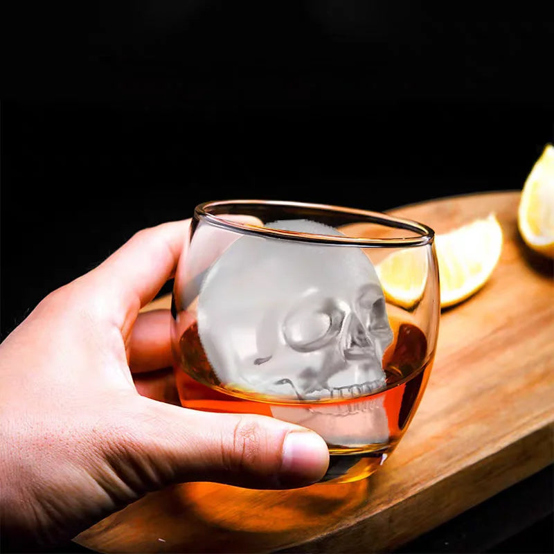 10 Pcs 3D Skull-Shaped Ice Molds For Whiskey: Non-Spill Lid, Silicone Tray Creates Intricate Ice Cubes For Cocktails