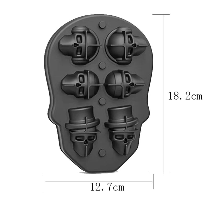 10 Pcs 3D Skull-Shaped Ice Molds For Whiskey: Non-Spill Lid, Silicone Tray Creates Intricate Ice Cubes For Cocktails