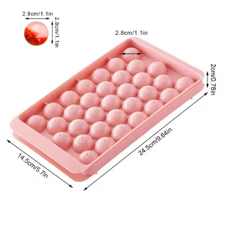 Round Ice Cube Maker Tray With Lid Plastic 20x33pcs Ice Mold Refrigerator Spherical Diy Moulds Ice Ball Maker Household Kitchen Tools