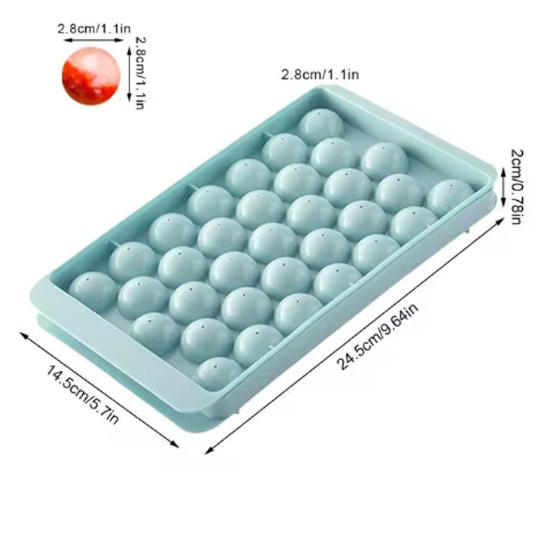Round Ice Cube Maker Tray With Lid Plastic 20x33pcs Ice Mold Refrigerator Spherical Diy Moulds Ice Ball Maker Household Kitchen Tools