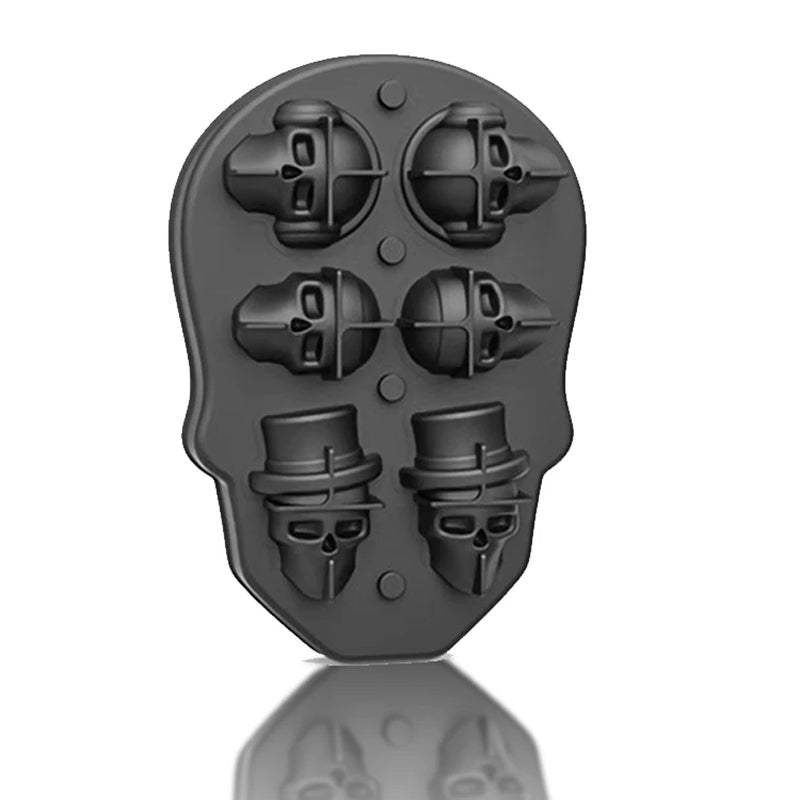 10 Pcs 3D Skull-Shaped Ice Molds For Whiskey: Non-Spill Lid, Silicone Tray Creates Intricate Ice Cubes For Cocktails