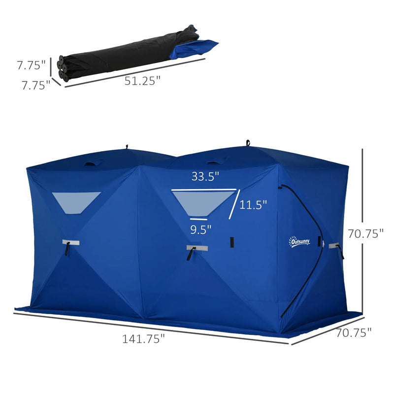 Winter Ice Fishing Tent Extra Large Insulated Windproof Ice Cube Carp Fishing Tent 8 Person Portable Ice Shelter Fishing Tents