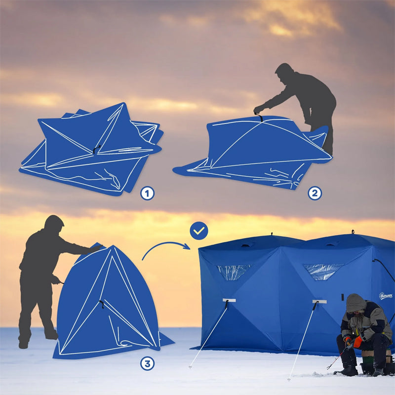 Winter Ice Fishing Tent Extra Large Insulated Windproof Ice Cube Carp Fishing Tent 8 Person Portable Ice Shelter Fishing Tents