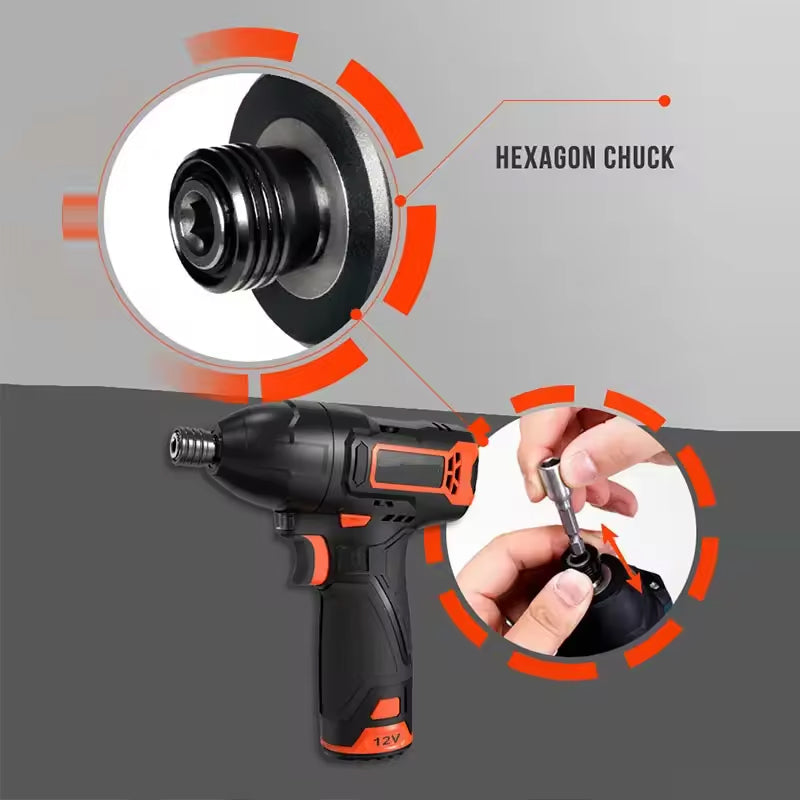 Power Tools Drill 12V Cordless Impact Drills Lithium Battery Capacity Impact Drill Set