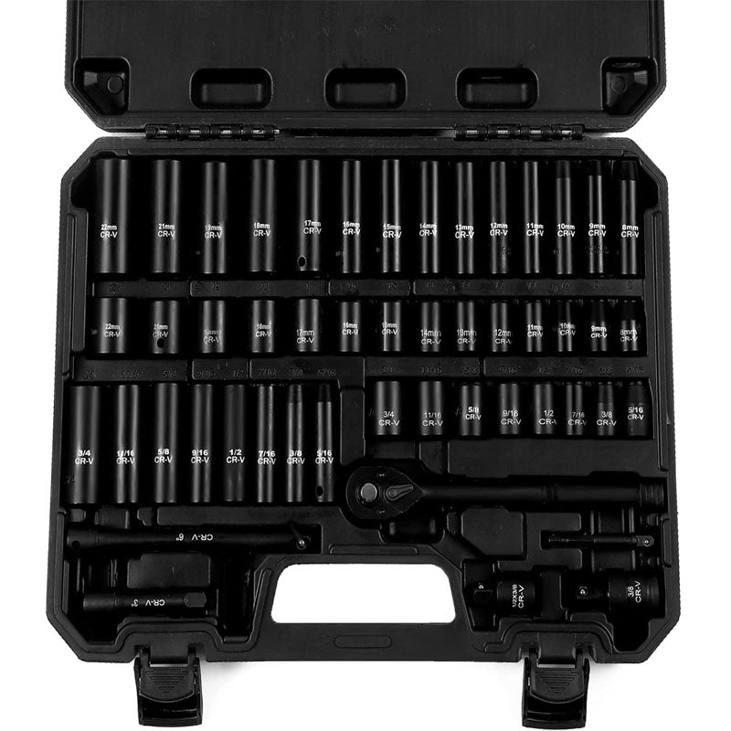 119 Piece Impact Socket Set 3/8 inch Drive Socket Set 6 Point Cr-Mo Alloy Steel for Auto Repair