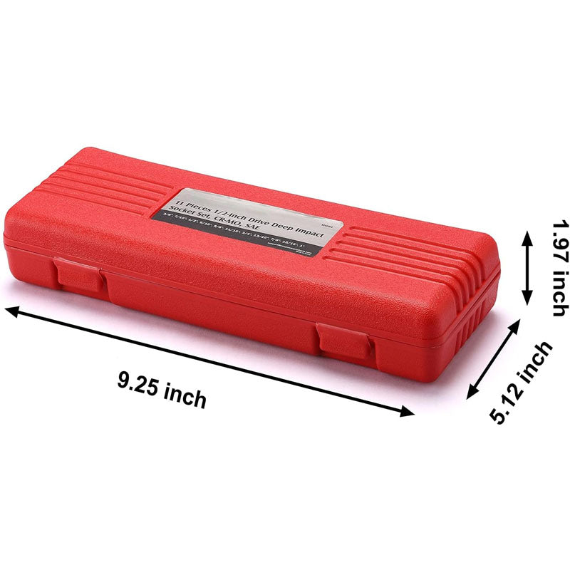 11 Pieces 1/2-Inch Drive Deep Impact Socket Set 6 Point CR-V Alloy Steel 3/8-Inch to 1-Inch