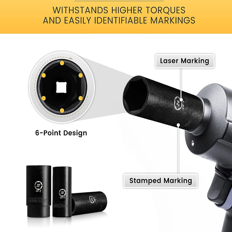 119 Piece Impact Socket Set 3/8 inch Drive Socket Set 6 Point Cr-Mo Alloy Steel for Auto Repair