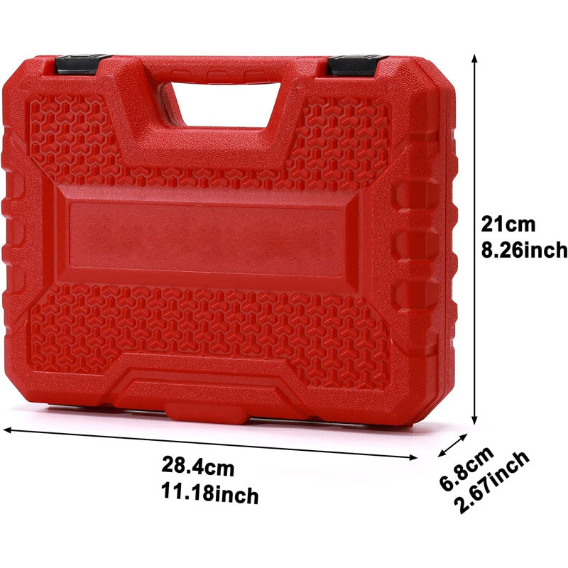 50-Piece 1/4 Inch Impact Socket Set 6-Point SAE/Metric 5/32 Inch - 9/16 Inch 4mm - 15mm Standard/Deep CR-V